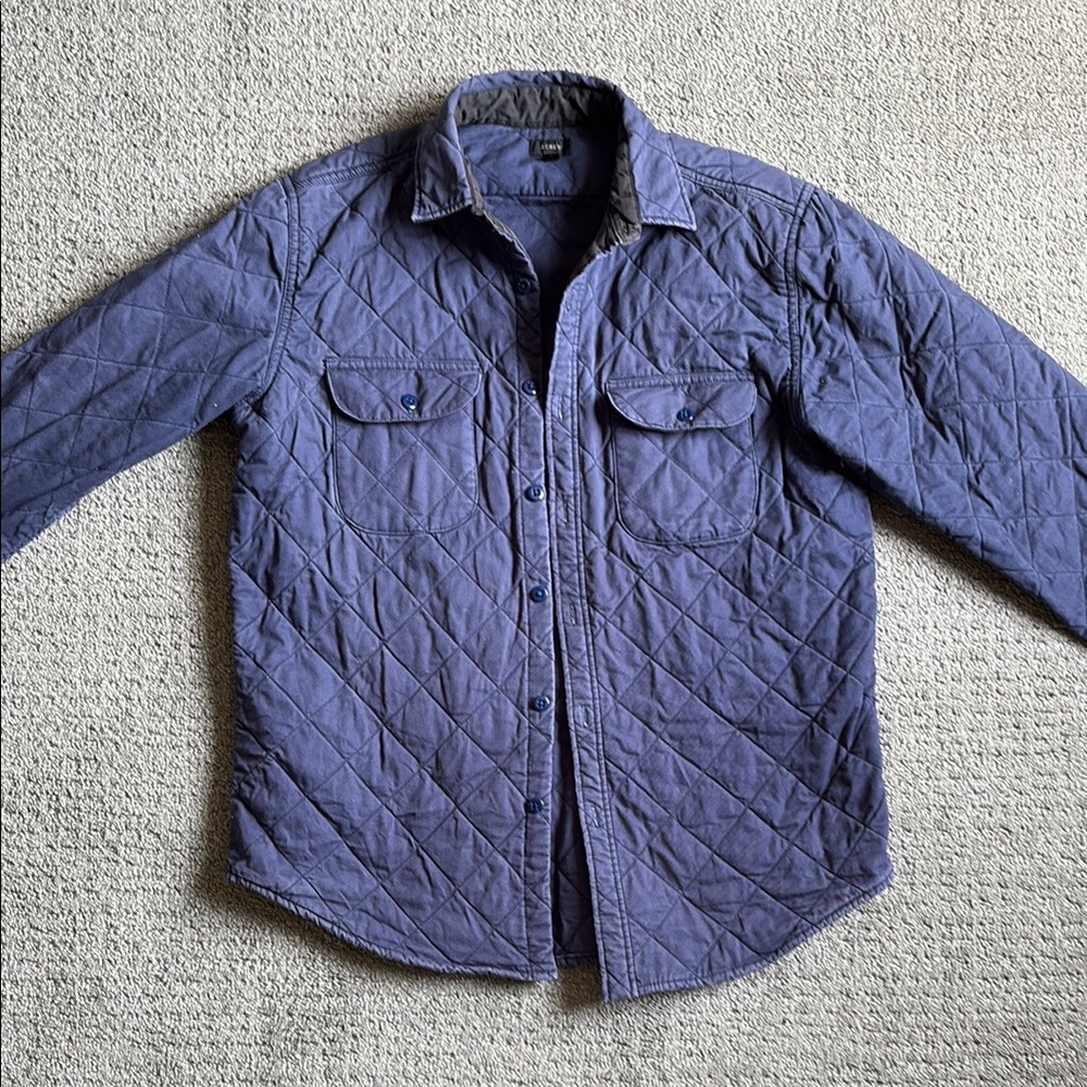 Quilted Blue Button-Up Jacket J Crew